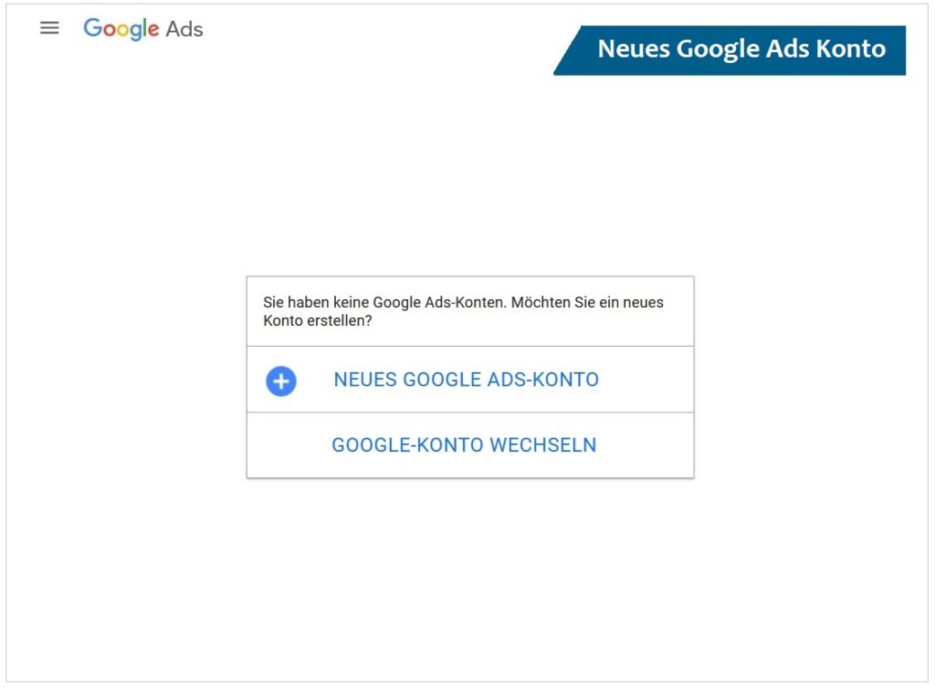 Neues Google Ads Konto